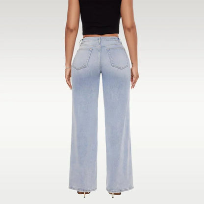 Mid-Rise Stretch Wide-Leg Baggy Jeans