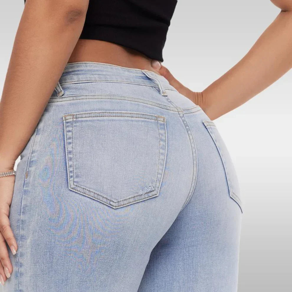 Mid-Rise Stretch Wide-Leg Baggy Jeans